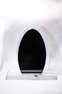 Glass and crystal award by The Achiever's Sports & Trophies Ltd., Ocho Rios, Jamaica